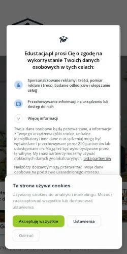 Voorbeeld van de site Edustacja, medium uit Polen voor gesponsorde artikelen
