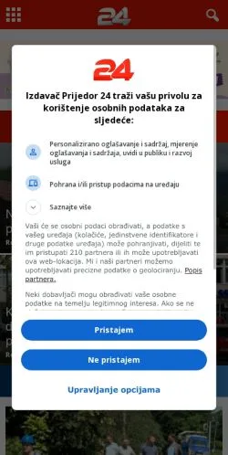 Podgląd witryny Prijedor24, medium z kraju Bośnia i Hercegowina do artykułów sponsorowanych