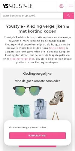 Podgląd witryny Youstyle, medium z kraju Holandia do artykułów sponsorowanych