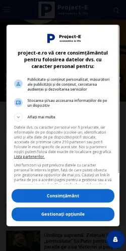 Aperçu du site Project-E, média de Roumanie pour articles sponsorisés