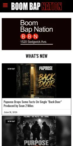Podgląd witryny Boom Bap Nation, medium z kraju Stany Zjednoczone do artykułów sponsorowanych