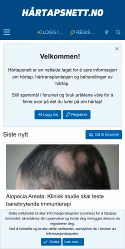 Anteprima del sito Hårtapsnett, media di Norvegia per articoli sponsorizzati