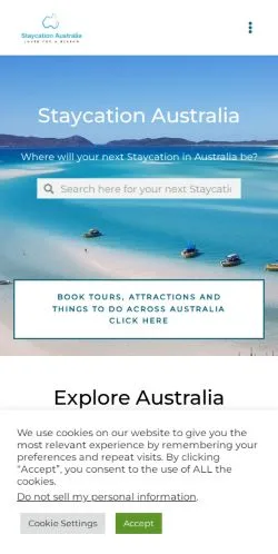 Anteprima del sito Staycation Australia, media di Stati Uniti per articoli sponsorizzati