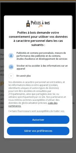 Anteprima del sito Poêles à bois, media di Francia per articoli sponsorizzati