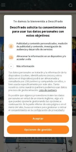 Anteprima del sito Descifrado, media di Spagna per articoli sponsorizzati
