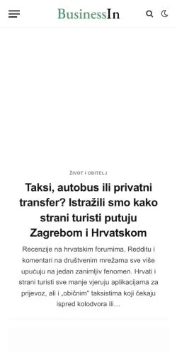 Podgląd witryny BusinessIn, medium z kraju Chorwacja do artykułów sponsorowanych