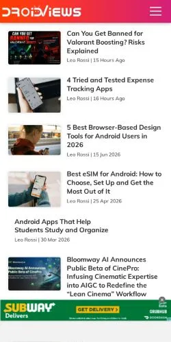 Forhåndsvisning af DroidViews, medie fra USA til sponsorerede artikler