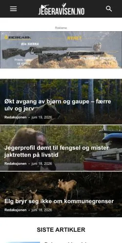 Vista previa del sitio Jegeravisen, medio de Noruega para artículos patrocinados