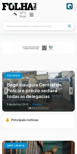 스폰서 기사용 브라질 매체 Folha do Sul 사이트 미리보기