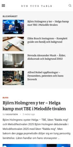 Vorschau der Website Run Your Table, Medium aus Schweden für gesponserte Artikel