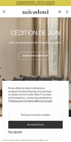 Forhåndsvisning av nettstedet Micadoni France, medium fra Frankrike for sponsede artikler