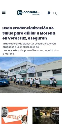 スポンサード記事向けのメキシコメディア、E-Veracruz Noticiasのサイトプレビュー