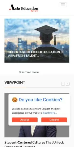 Anteprima del sito Asia Education Review, media di Stati Uniti per articoli sponsorizzati
