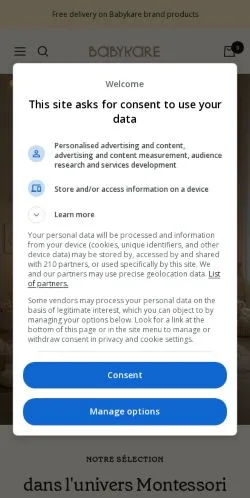 Anteprima del sito Babykare, media di Francia per articoli sponsorizzati