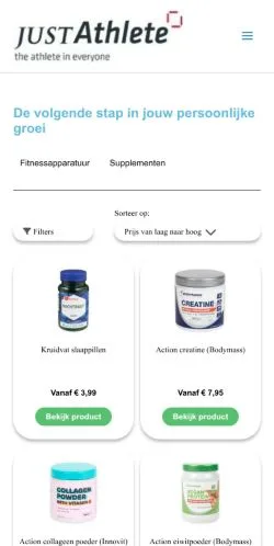 Anteprima del sito Justathlete, media di Paesi Bassi per articoli sponsorizzati