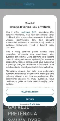 Anteprima del sito Kupiškėnų Mintys, media di Lituania per articoli sponsorizzati