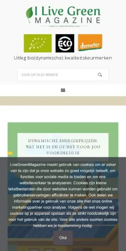 Anteprima del sito Live Green Magazine, media di Paesi Bassi per articoli sponsorizzati