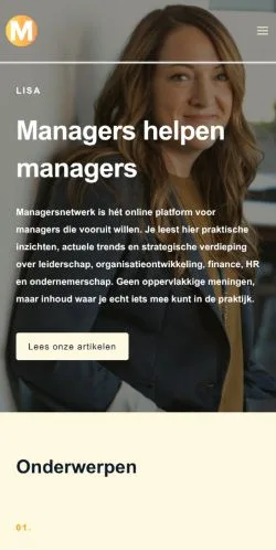 스폰서 기사용 네덜란드 매체 Managersnetwerk 사이트 미리보기