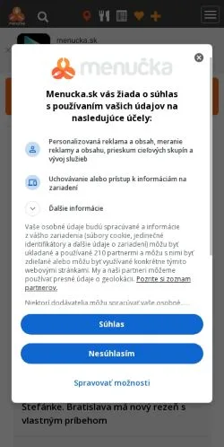 スポンサード記事向けのスロバキアメディア、Menuckaのサイトプレビュー
