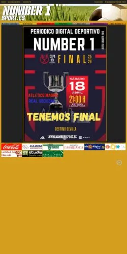 Pré-visualização do site Number 1 Sport, meio de Espanha para artigos patrocinados