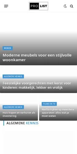 Preview of the Prolist website, a media outlet in Netherlands for sponsored articles