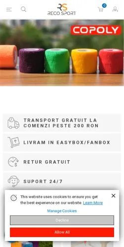 Podgląd witryny Recosport, medium z kraju Rumunia do artykułów sponsorowanych