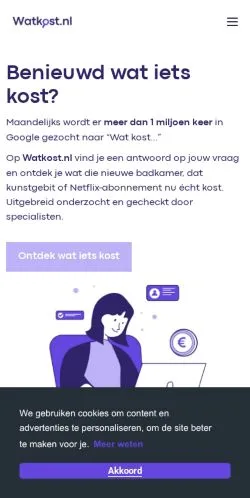 스폰서 기사용 네덜란드 매체 Watkost 사이트 미리보기