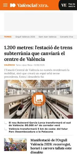 スポンサード記事向けのアメリカ合衆国メディア、València Extraのサイトプレビュー