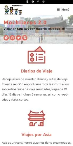 Pré-visualização do site Mochileros 2.0, meio de Espanha para artigos patrocinados
