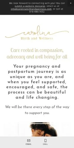 스폰서 기사용 미국 매체 Carolina Birth And Wellness 사이트 미리보기