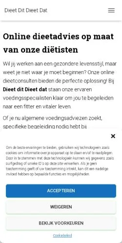 Vista previa del sitio Dieet Dit Dieet Dat, medio de Países Bajos para artículos patrocinados