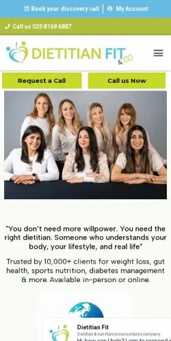 스폰서 기사용 영국 매체 Dietitian Fit 사이트 미리보기