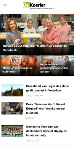Podgląd witryny De Koerier, medium z kraju Holandia do artykułów sponsorowanych