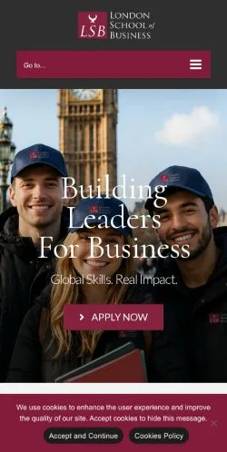 Förhandsvisning av webbplatsen London School of Business, medium i Storbritannien för sponsrade artiklar