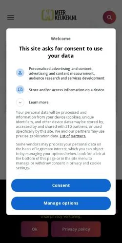 Anteprima del sito Meerkeuken, media di Paesi Bassi per articoli sponsorizzati