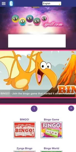 Pré-visualização do site Bingospell, meio de Estados Unidos para artigos patrocinados
