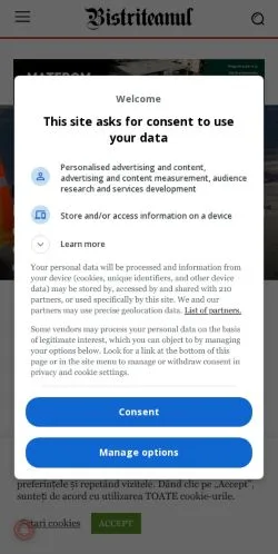Anteprima del sito Bistrițeanul, media di Romania per articoli sponsorizzati