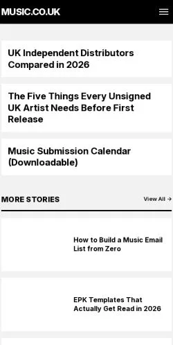 Anteprima del sito UK Music, media di Regno Unito per articoli sponsorizzati
