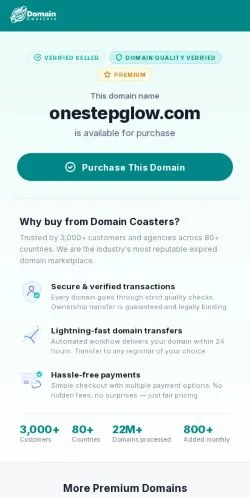Anteprima del sito onestepglow.com is for sale, media di Stati Uniti per articoli sponsorizzati