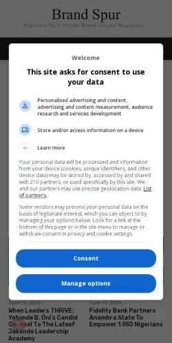 Anteprima del sito Brand Spur, media di Stati Uniti per articoli sponsorizzati