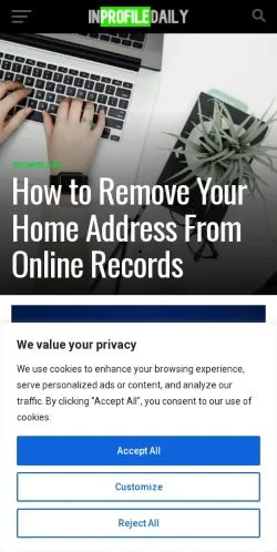 Vista previa del sitio InProfile Daily, medio de Estados Unidos para artículos patrocinados