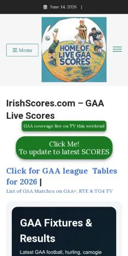 Podgląd witryny Irishscores, medium z kraju Stany Zjednoczone do artykułów sponsorowanych