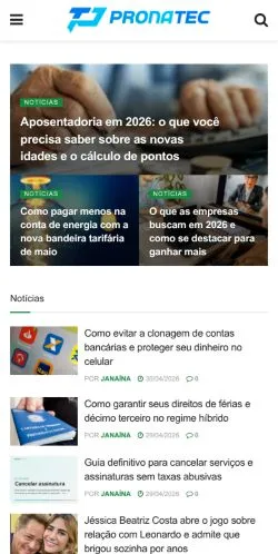 Anteprima del sito PronaTEC, media di Brasile per articoli sponsorizzati