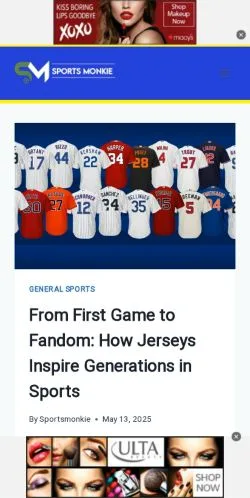 Pré-visualização do site SportsMonkie, meio de Estados Unidos para artigos patrocinados