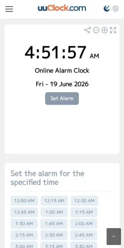 Vista previa del sitio Online Alarm Clock, medio de Estados Unidos para artículos patrocinados