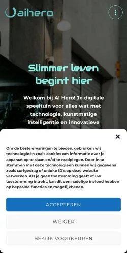 Anteprima del sito AI Hero, media di Belgio per articoli sponsorizzati