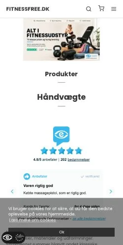 Anteprima del sito Fitnessfree, media di Danimarca per articoli sponsorizzati