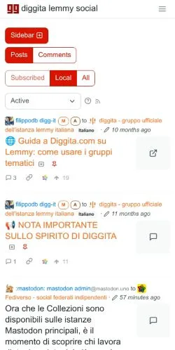 스폰서 기사용 미국 매체 Diggita Lemmy Social 사이트 미리보기