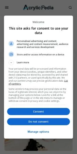 Anteprima del sito AcrylicPedia, media di Stati Uniti per articoli sponsorizzati