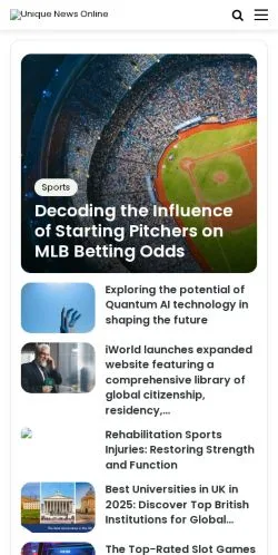 Vista previa del sitio Unique News Online, medio de Estados Unidos para artículos patrocinados